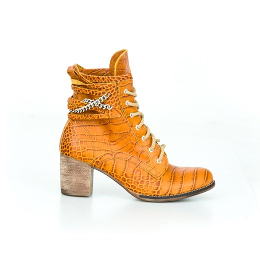 sznurowane botki z tłoczeniem - skóra naturalna - model 451 - kolor brąz Zapato 40 zapato.com.pl