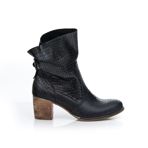 botki na słupku - skóra naturalna - model 497 - kolor czarny krokodyl z Zapato 37 zapato.com.pl
