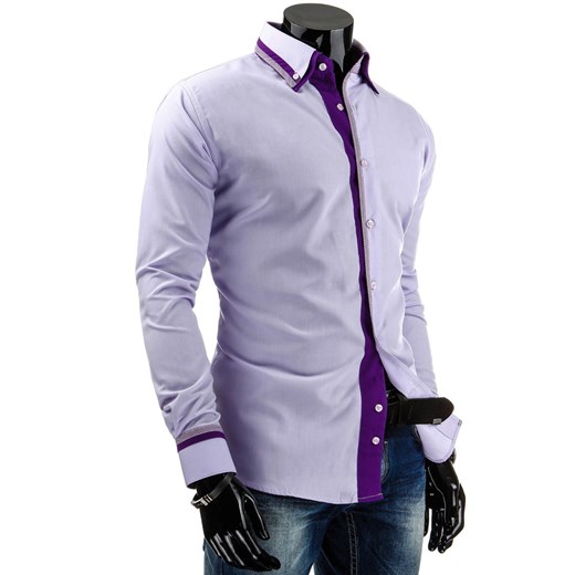 Koszula z długim rękawem (dx0650) - Fioletowy dstreet niebieski bawełniane
