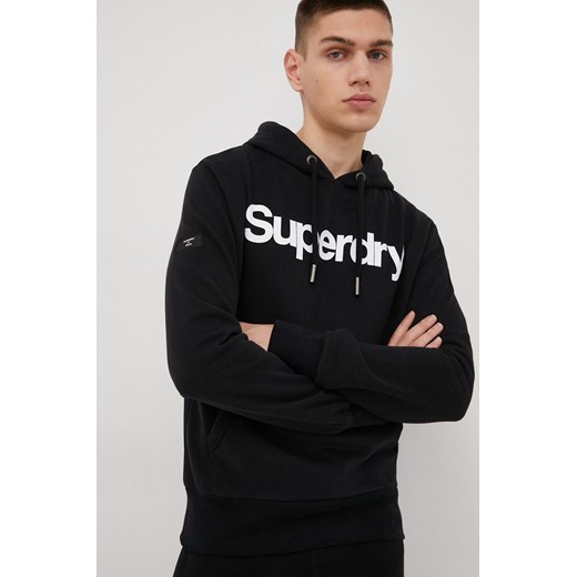 Superdry bluza męska kolor czarny z kapturem z nadrukiem Superdry M ANSWEAR.com