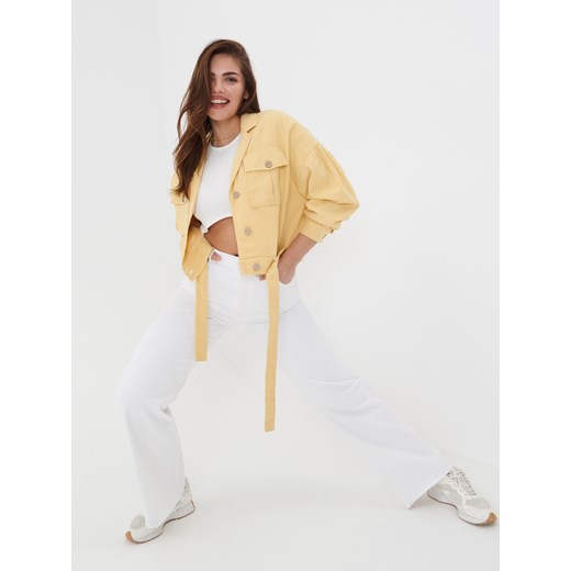 Sinsay - Crop top w prążki - Kremowy Sinsay XS Sinsay