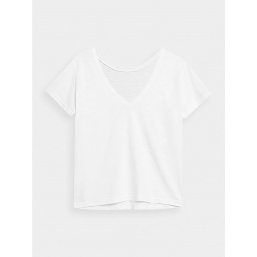 Biała bluzka damska 4F z okrągłym dekoltem z krótkim rękawem 