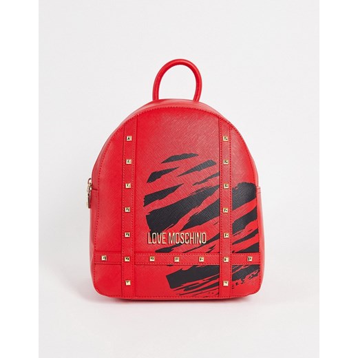 Love Moschino – Czerwony plecak z ćwiekami Love Moschino No Size okazyjna cena Asos Poland