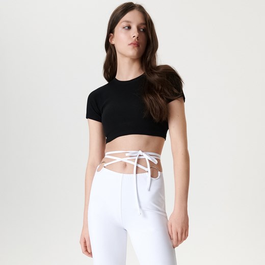 Sinsay - Crop top w prążki - Czarny Sinsay L Sinsay