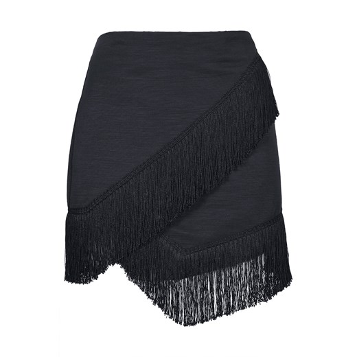 Fringe Trim Wrap Skirt topshop czarny spódnica