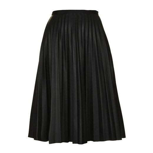 PU Black Pleated Midi Skirt topshop czarny midi