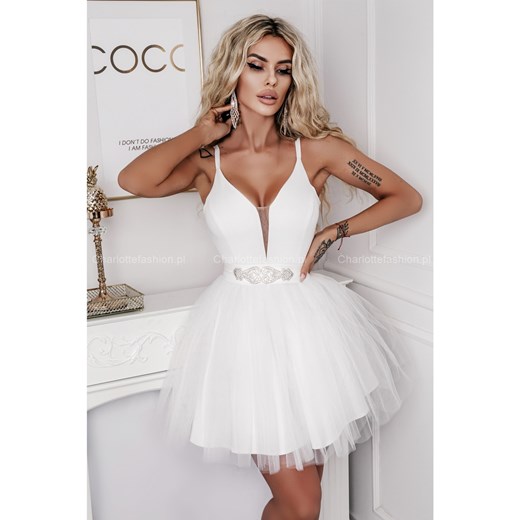Sukienka tiulowa biała Meg A1384 Lacoria M/38 Charlotte Fashion