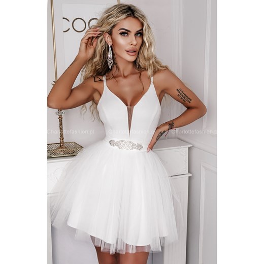 Sukienka tiulowa biała Meg A1384 Lacoria XXS/32 Charlotte Fashion