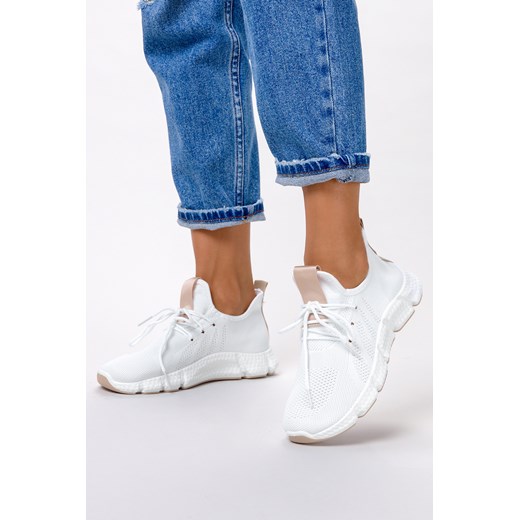 Casu buty sportowe damskie sneakersy białe na platformie 