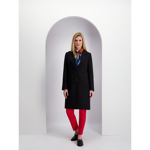 Elegancki czarny płaszcz Lavard Woman 86001 40 promocyjna cena Eye For Fashion
