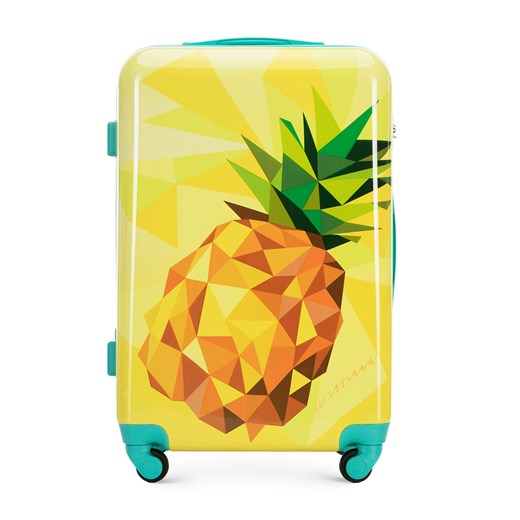 Średnia walizka z ABS-u z nadrukiem żółta ze sklepu WITTCHEN w kategorii Walizki - zdjęcie 136504364