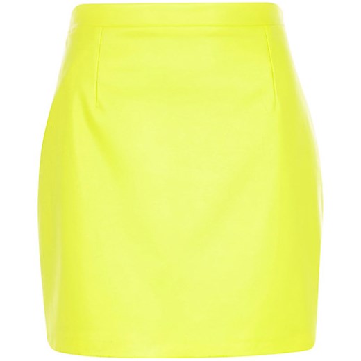 Yellow leather-look mini skirt river-island zolty mini