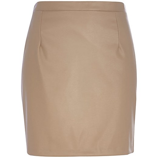 Light brown leather-look mini skirt river-island brazowy mini