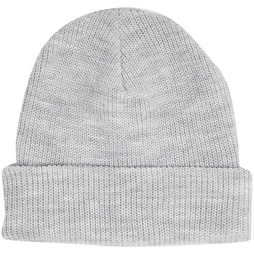 Light grey knit beanie hat river-island bialy beanie