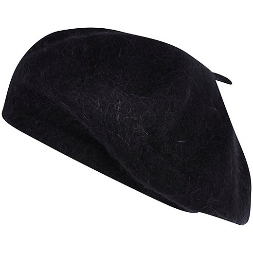 Black fluffy wool beret river-island czarny beret