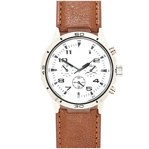 Tan small round watch river-island bialy 