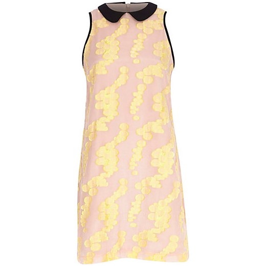 Pink print shift dress river-island bezowy nadruki