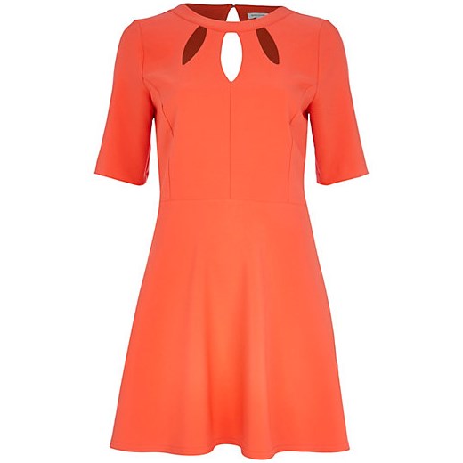 Coral cut out fit and flare dress river-island pomaranczowy fit