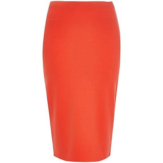 Orange zip through back pencil skirt river-island pomaranczowy spódnica