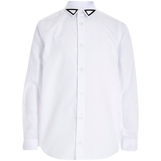 Boys white triangle collar shirt river-island bialy t-shirty