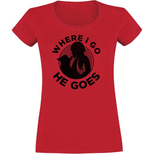 Star Wars - The Mandalorian - Where I Go He Goes - Grogu - T-Shirt - czerwony S EMP