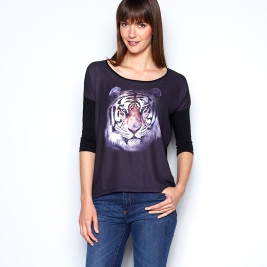 T-shirt „tygrys” la-redoute-pl granatowy abstrakcyjne wzory