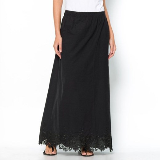 Długa spódnica z haftem la-redoute-pl czarny długie