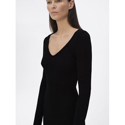 Simple Sukienka dzianinowa SI22-SUD043 Czarny Regular Fit Simple XL MODIVO okazja