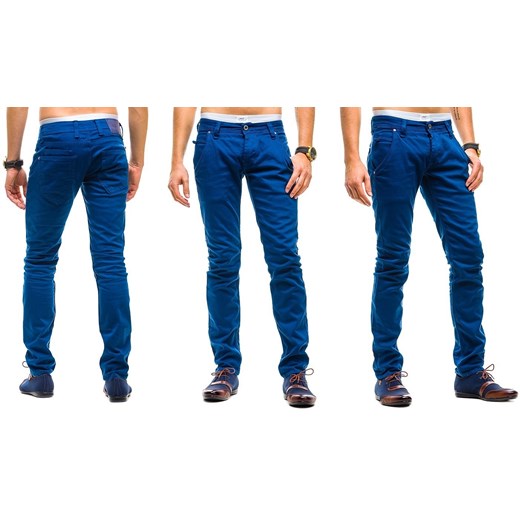 Spodnie męskie chinosy QUARTZ 0413 niebieskie denley-pl granatowy Spodnie chinos męskie