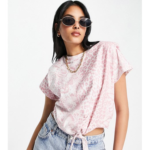 Allsaints x ASOS Exclusive – Coni – Krótka różowa koszulka z wiązaniem-Różowy XS Asos Poland