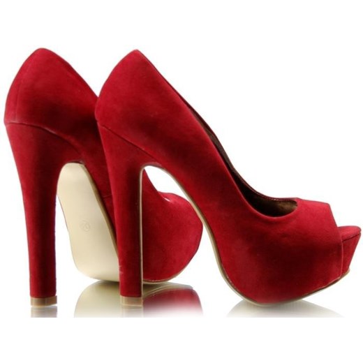 Czółenka PLATFORMY Peep Toe Odkryte Palce merg-pl brazowy Czółenka