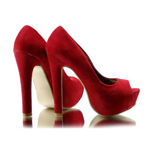 Czółenka PLATFORMY Peep Toe Odkryte Palce merg-pl brazowy materiałowe