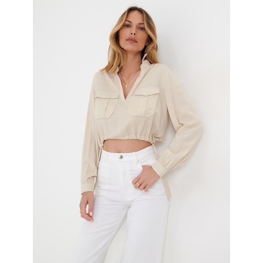 Sinsay - Jeansy wide leg high waist - Kremowy Sinsay 36 Sinsay