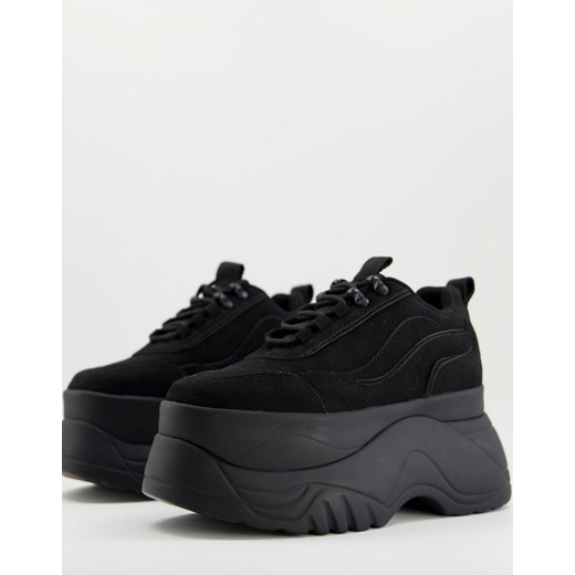 ASOS DESIGN – Devoid – Czarne buty sportowe na grubej płaskiej platformie-Black 36 Asos Poland
