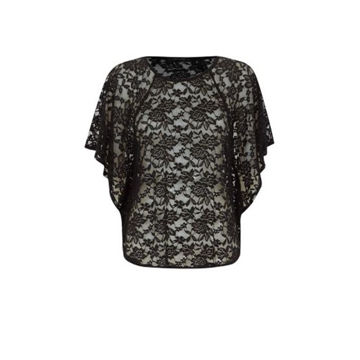 Black Floral Lace Draped Sleeve Top  newlook szary kwiatowy