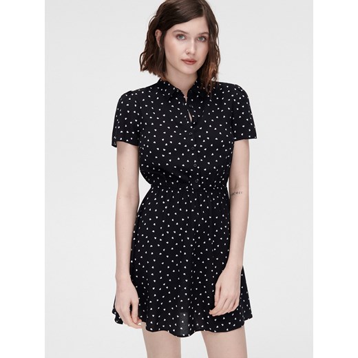 Cropp - Czarna sukienka w groszki - Czarny Cropp XL Cropp