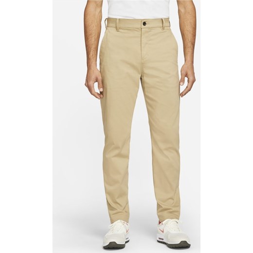 Męskie spodnie chino o dopasowanym kroju do golfa Nike Dri-FIT UV - Brązowy Nike 34/32 Nike poland