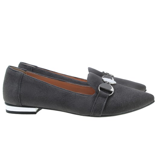 BALERINY LORDSY SKÓRZANE W GRAFITOWYM ZAMSZU 06/15 (36) Lafemmeshoes 40 lafemmeshoes.pl