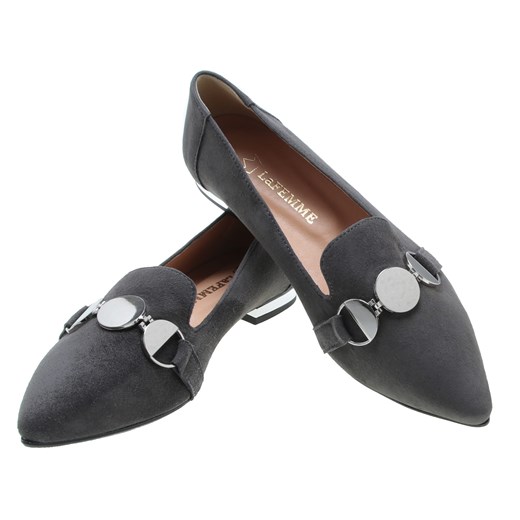 BALERINY LORDSY SKÓRZANE W GRAFITOWYM ZAMSZU 06/15 (36) Lafemmeshoes 37 lafemmeshoes.pl