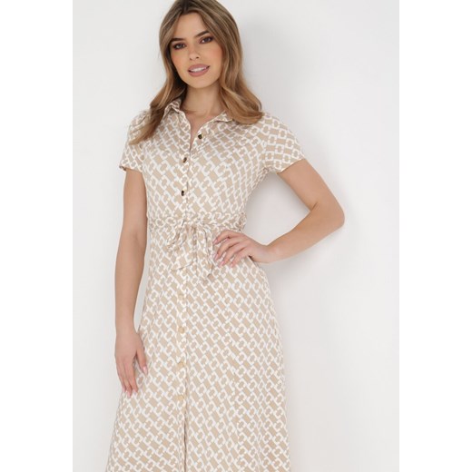 Sukienka Born2be z krótkim rękawem szmizjerka elegancka