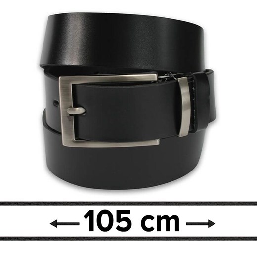 Pasek do Spodni, Czarny 105 cm, Skórzany, Elegancki, Męski, Możliwość Skrócenia -ZET PSZET0001czarny105 ze sklepu JegoSzafa.pl w kategorii Paski męskie - zdjęcie 136890613