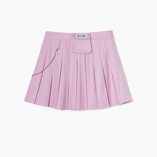 Cropp - Różowa spódnica mini z łańcuchem - Różowy Cropp XS Cropp