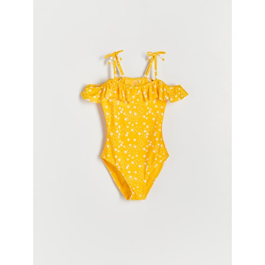 Reserved - Jednoczęściowy strój kąpielowy w kropki - Żółty Reserved 110/116 Reserved
