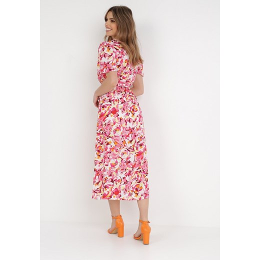 Born2be sukienka z krótkim rękawem boho midi w abstrakcyjne wzory