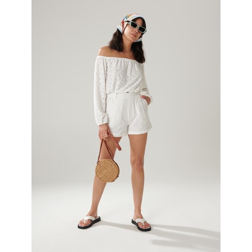 Sinsay - Szorty materiałowe - Kremowy Sinsay XS Sinsay