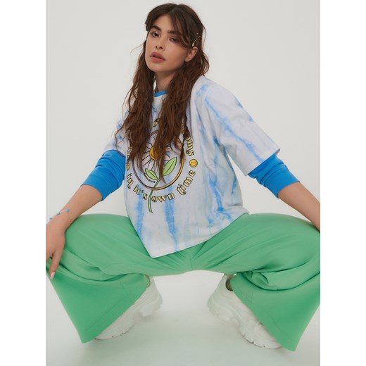 Sinsay - Crop top tie dye SmileyWorld® - Niebieski Sinsay XS Sinsay