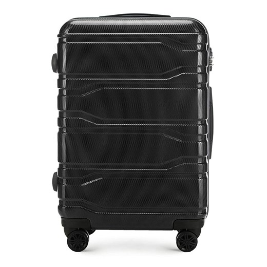 Średnia walizka z polikarbonu tłoczona czarna ze sklepu WITTCHEN w kategorii Walizki - zdjęcie 137073473