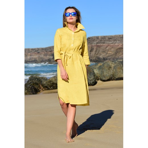 Szmizjerka lniana Duna Żółta - ILD-10 Nessi Sportswear L Nessi Sportswear