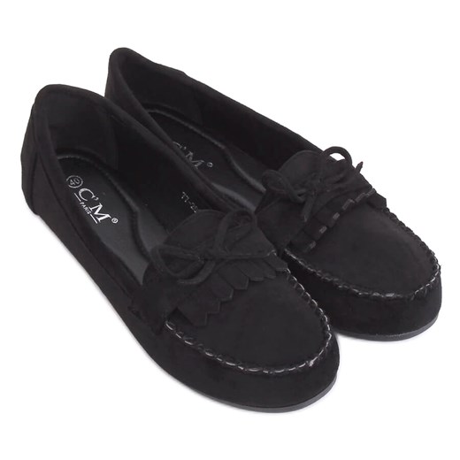 Mokasyny damskie klasyczne czarne 77-202 Black 36 ButyModne.pl