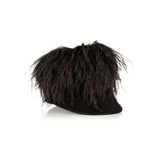 Feather-embellished rabbit-felt riding cap net-a-porter czarny 